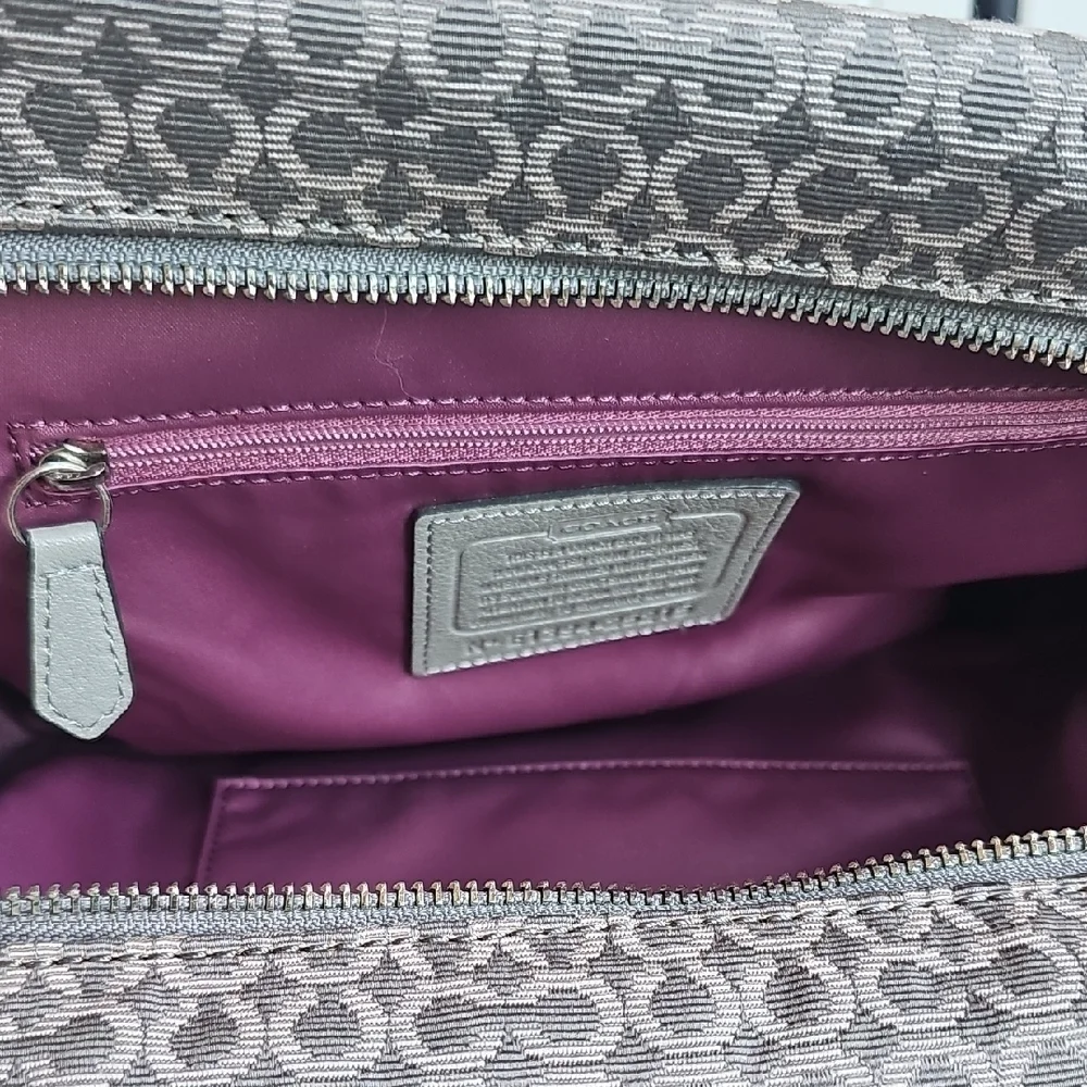COACH NWOT 2013 Gray Signature Logo Jacquard & Leather MADELINE Crossbody Bag
